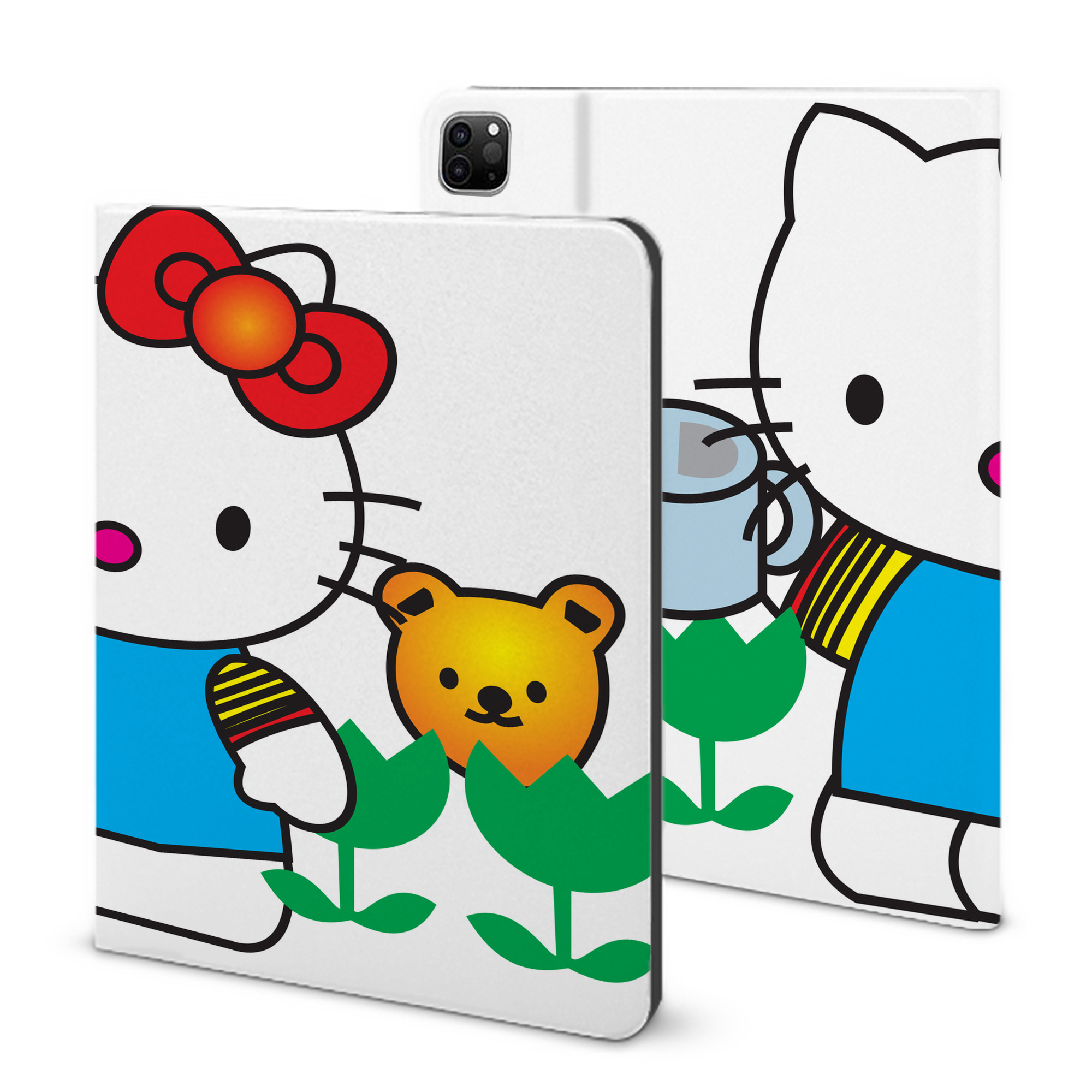 （画像用） Hello Kitty ハローキティ IPad ケース ブック型 PUレザー TPU 耐衝撃 軽量 薄型 ペン収納なし 全面保護 IPad 各モデル対応